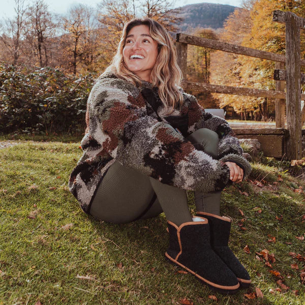 Hausschuh Damen Montana Stiefel Dunkelgrau
